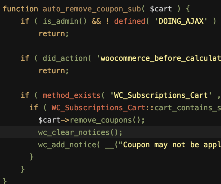 Remove Coupons from Cart with Subscriptions
