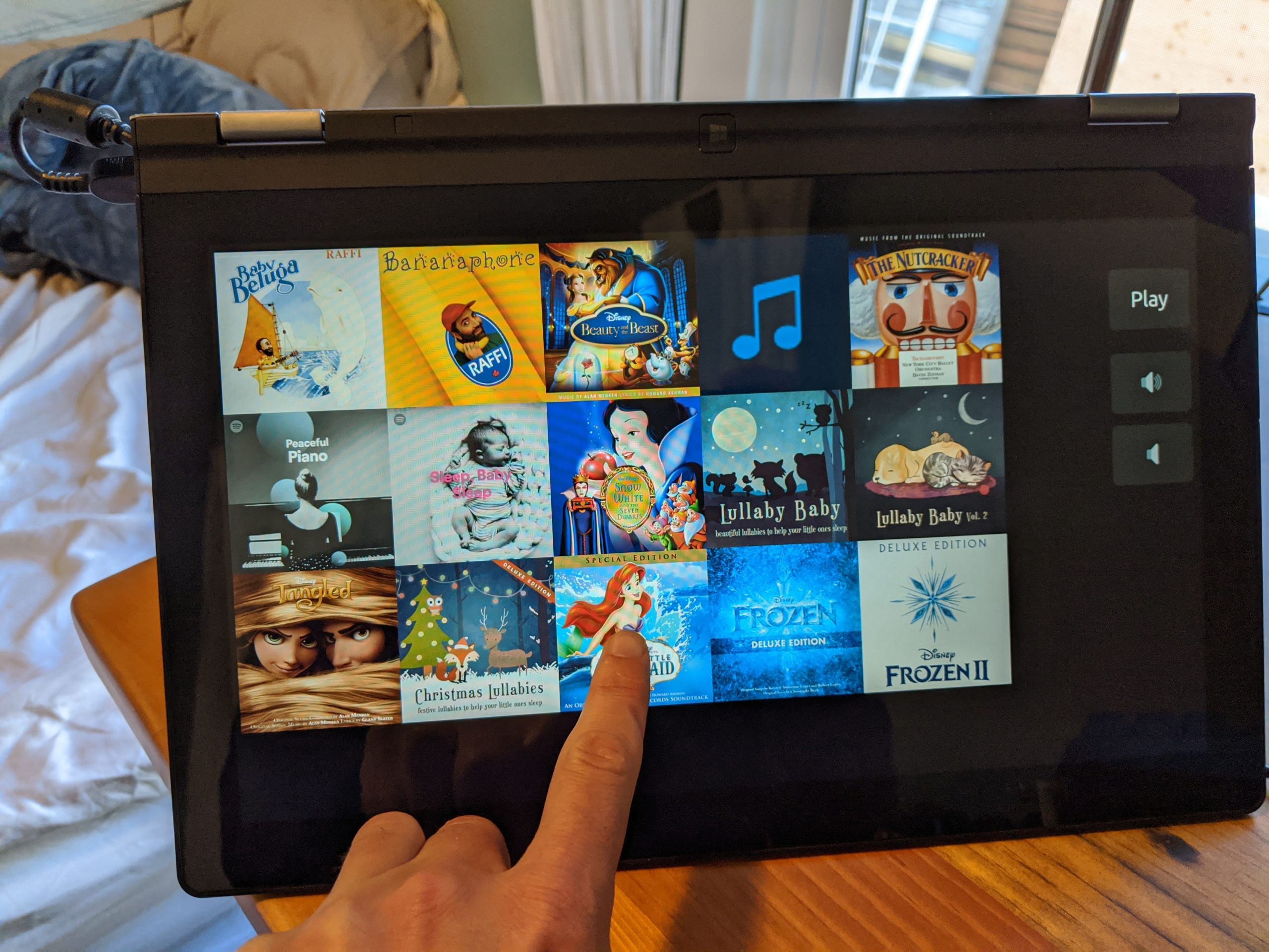 Touchscreen interface for SONOS speaker (for my 3-year-old)
